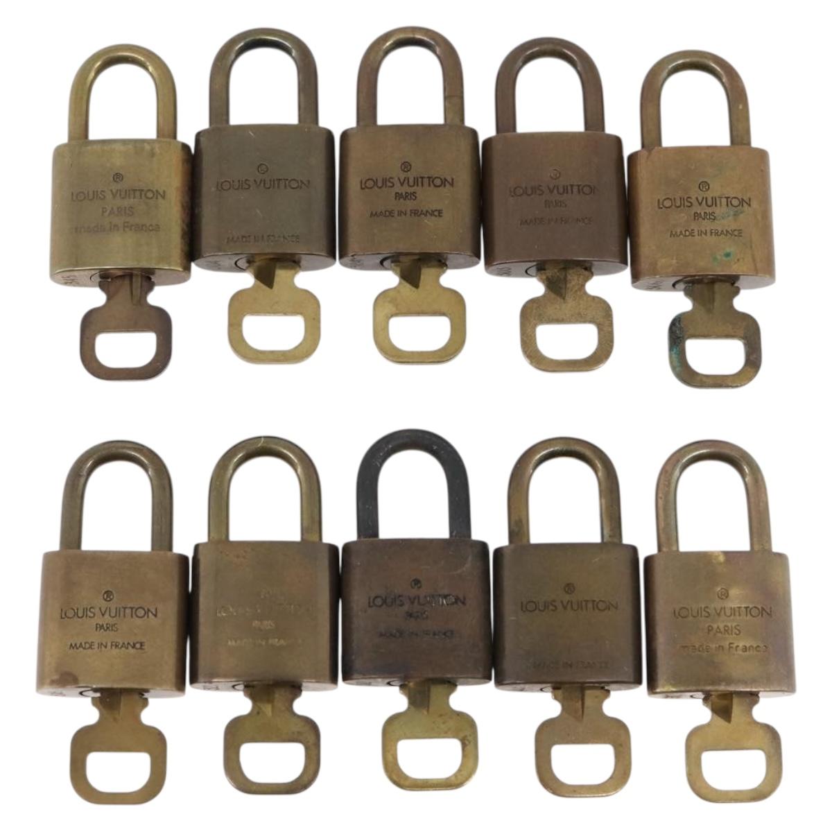 LOUIS VUITTON Padlock Metal 10 Set Gold Tone LV Auth 167810