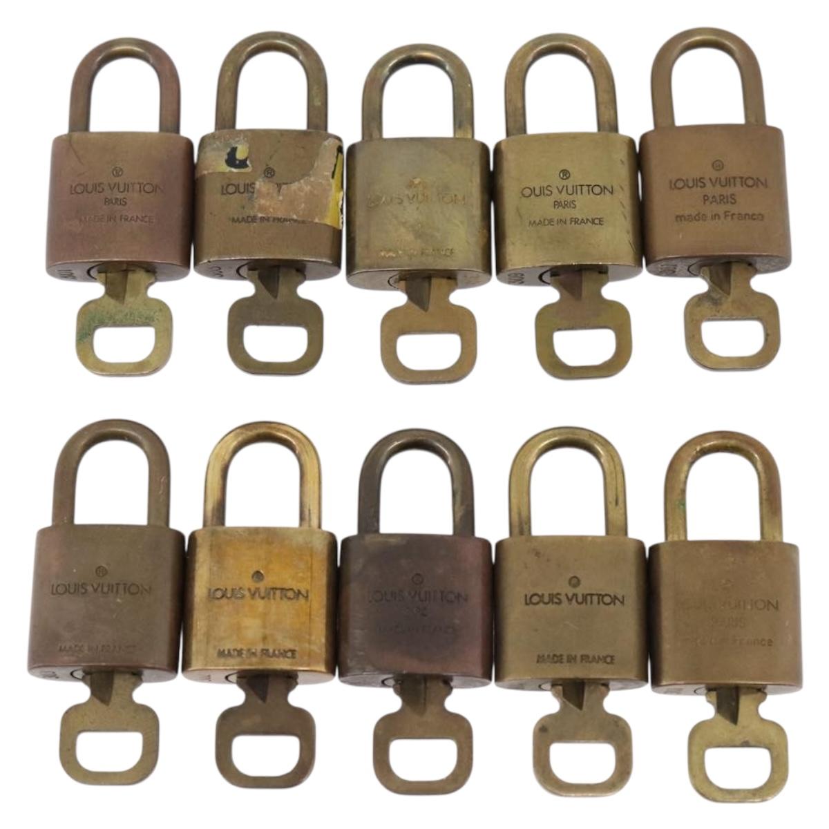 LOUIS VUITTON Padlock Metal 10 Set Gold Tone LV Auth 167811