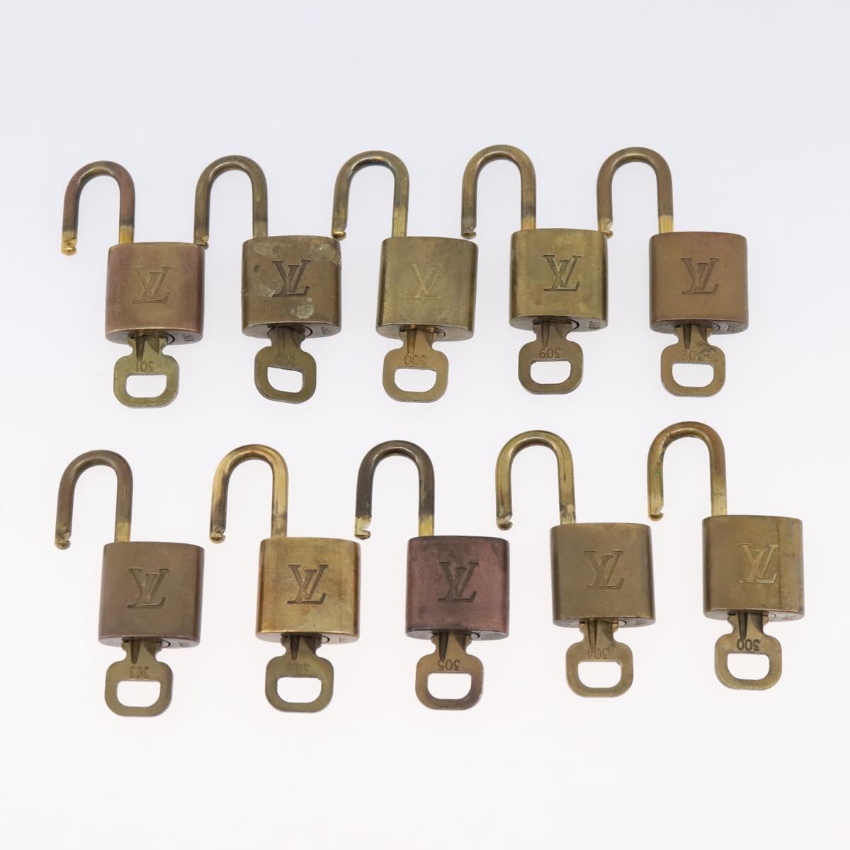 LOUIS VUITTON Padlock Metal 10 Set Gold Tone LV Auth 167811
