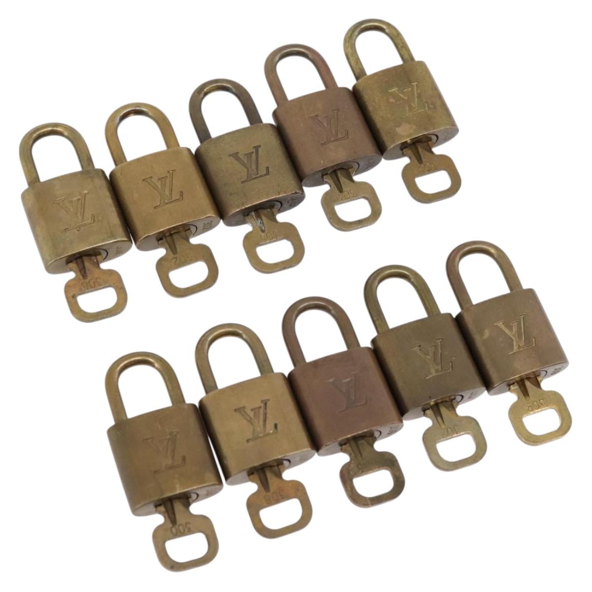 LOUIS VUITTON Padlock Metal 10 Set Gold Tone LV Auth 167812