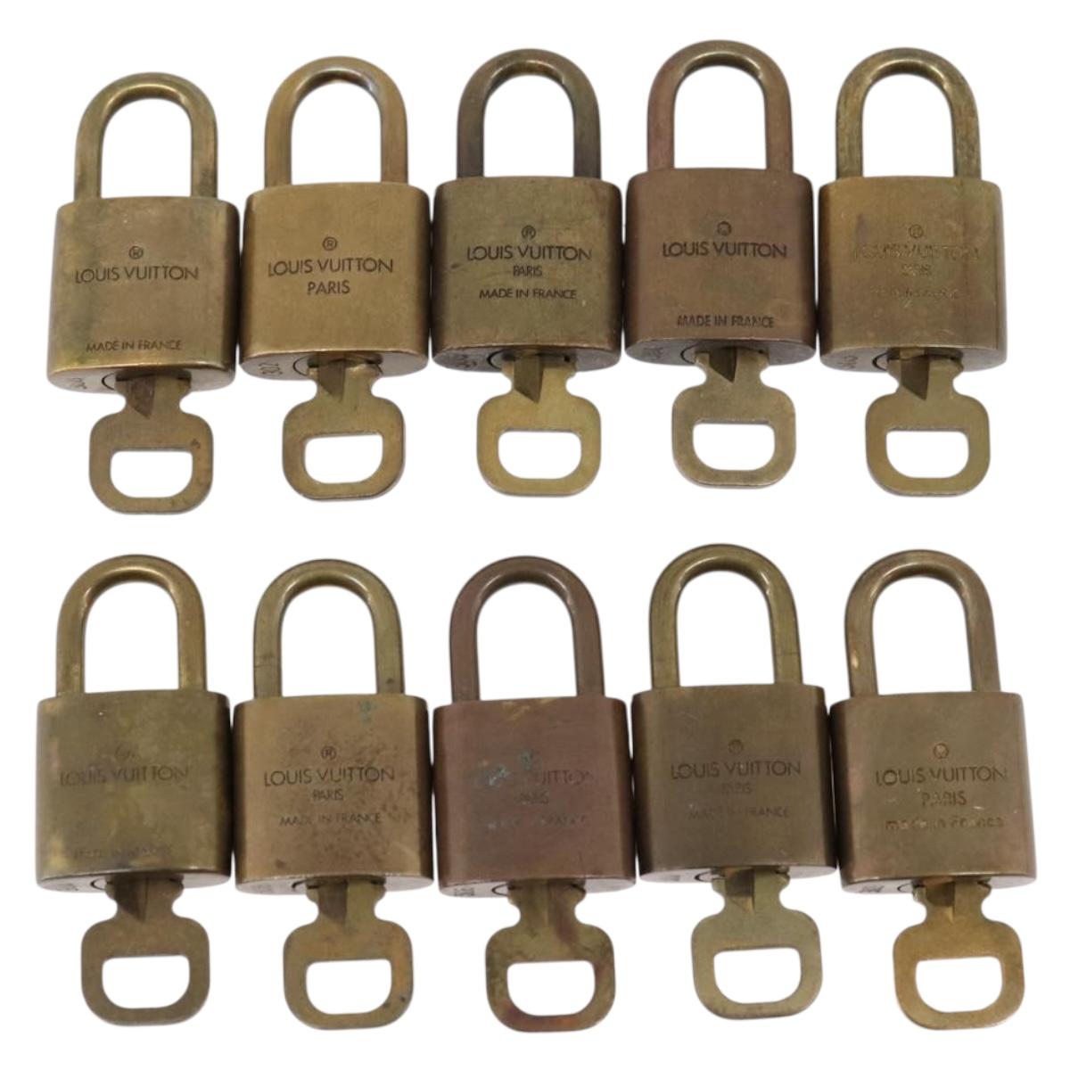LOUIS VUITTON Padlock Metal 10 Set Gold Tone LV Auth 167812