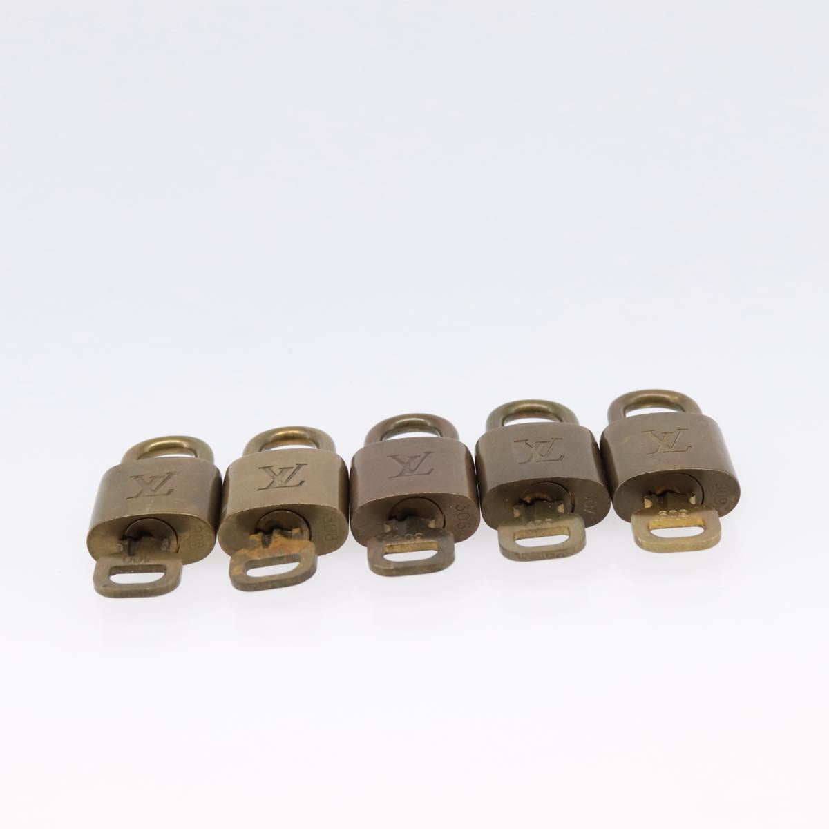 LOUIS VUITTON Padlock Metal 10 Set Gold Tone LV Auth 167812