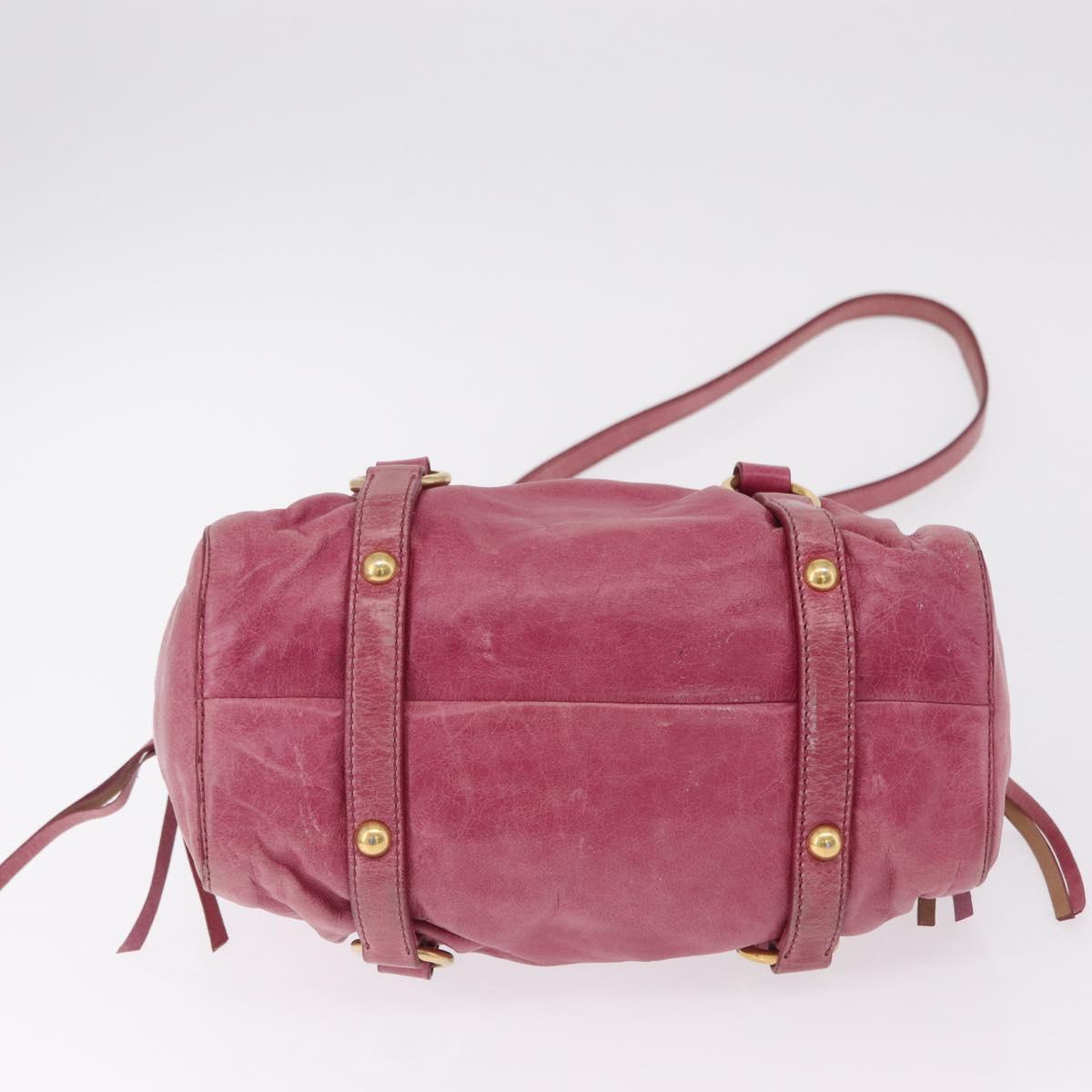 Miu Miu Hand Bag Leather 2way Pink Gold Auth 167814M