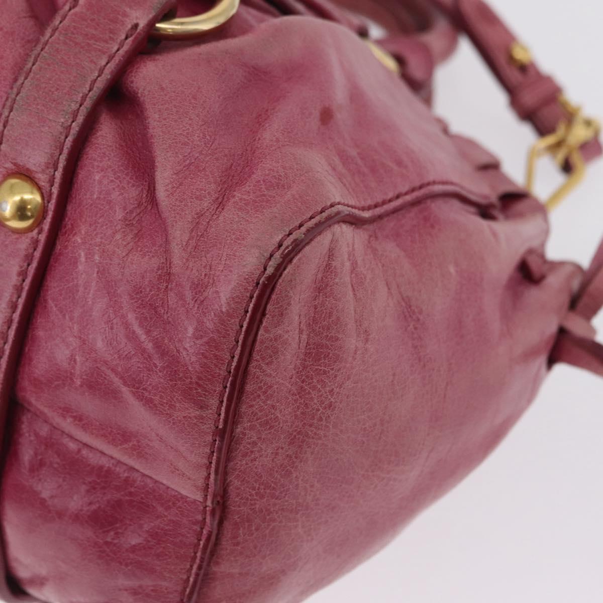 Miu Miu Hand Bag Leather 2way Pink Gold Auth 167814M