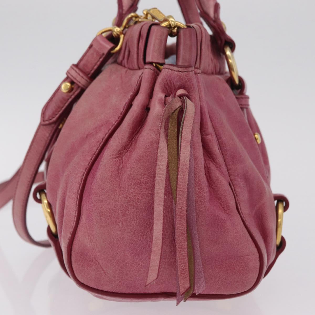 Miu Miu Hand Bag Leather 2way Pink Gold Auth 167814M