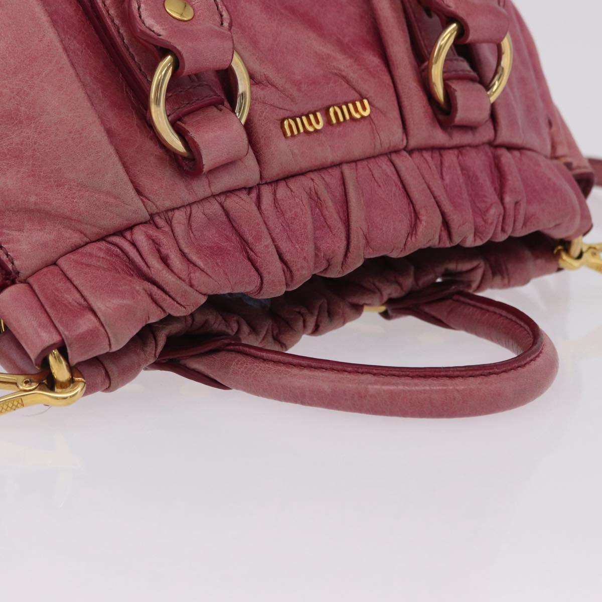 Miu Miu Hand Bag Leather 2way Pink Gold Auth 167814M