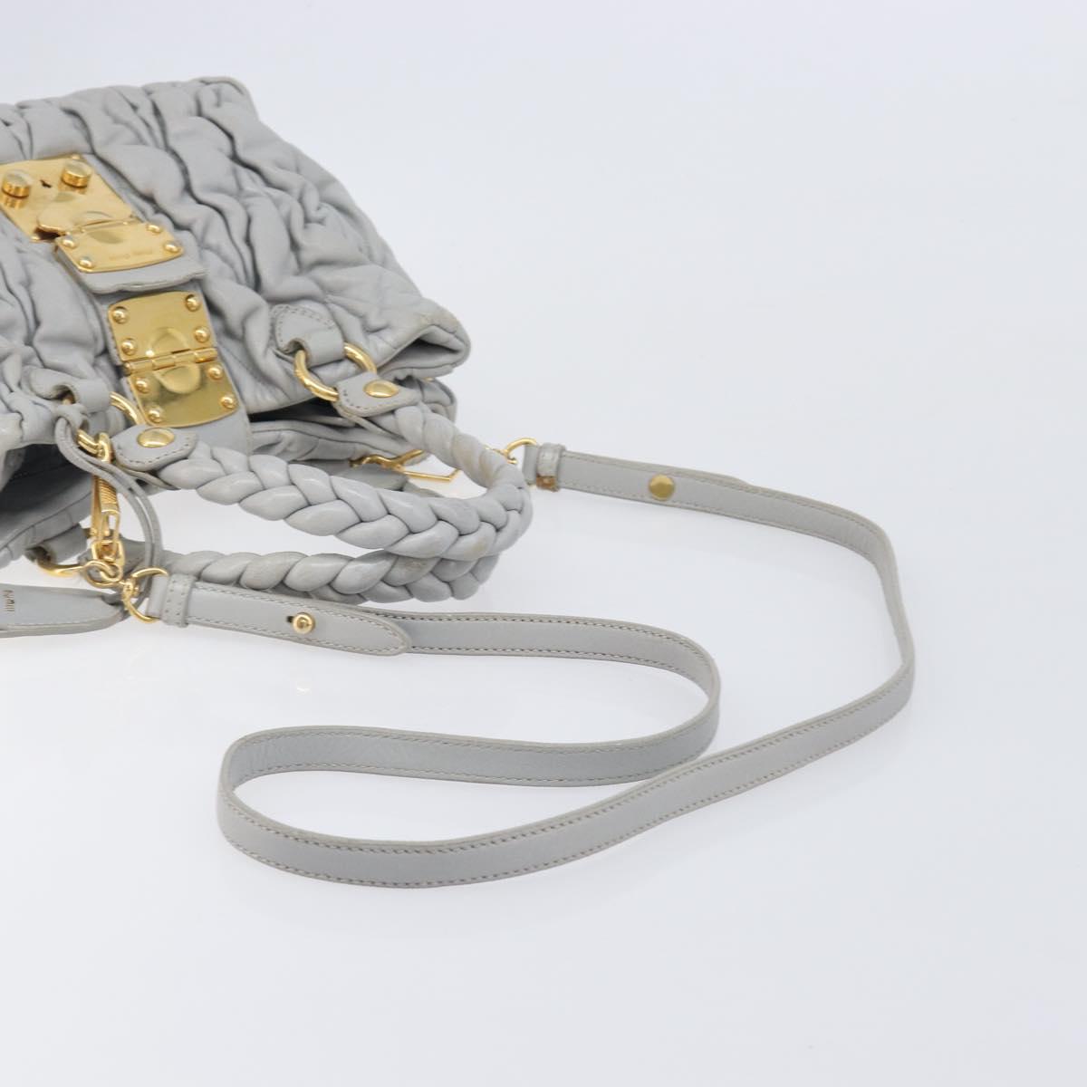 Miu Miu Hand Bag Leather 2way Gray Gold Auth 167815A