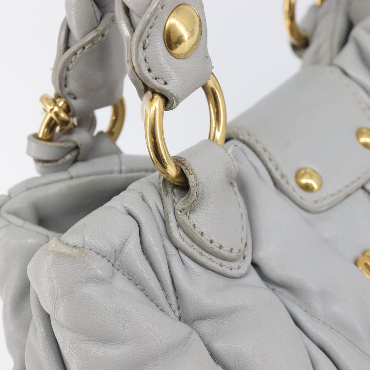 Miu Miu Hand Bag Leather 2way Gray Gold Auth 167815A