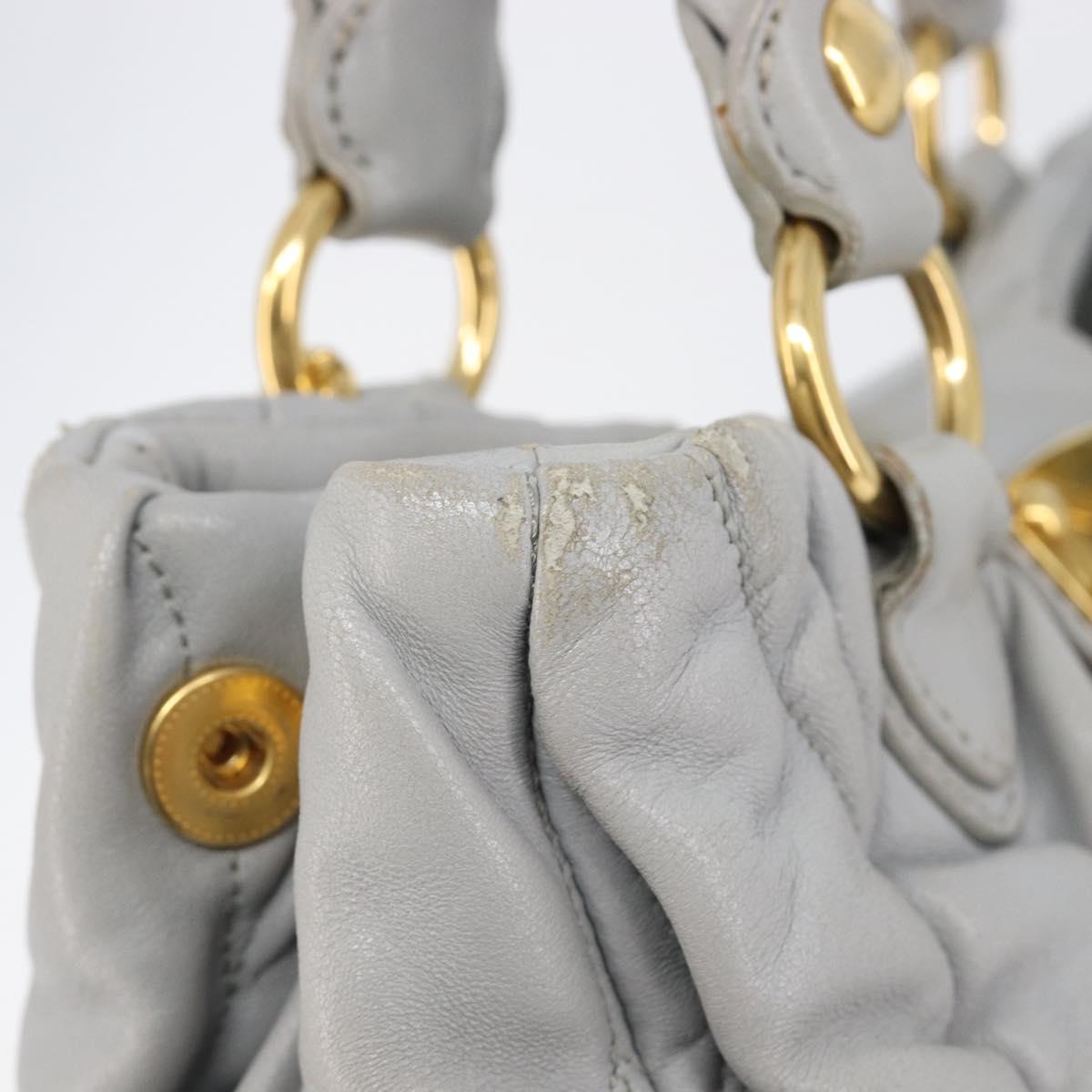 Miu Miu Hand Bag Leather 2way Gray Gold Auth 167815A
