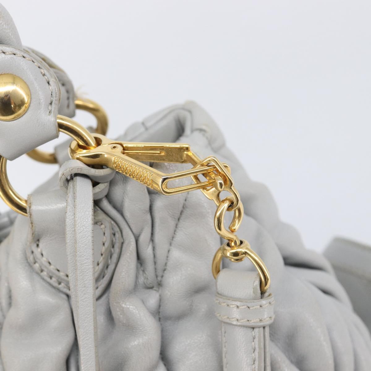 Miu Miu Hand Bag Leather 2way Gray Gold Auth 167815A