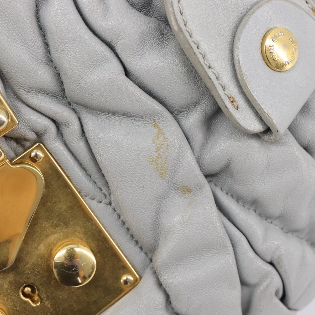 Miu Miu Hand Bag Leather 2way Gray Gold Auth 167815A