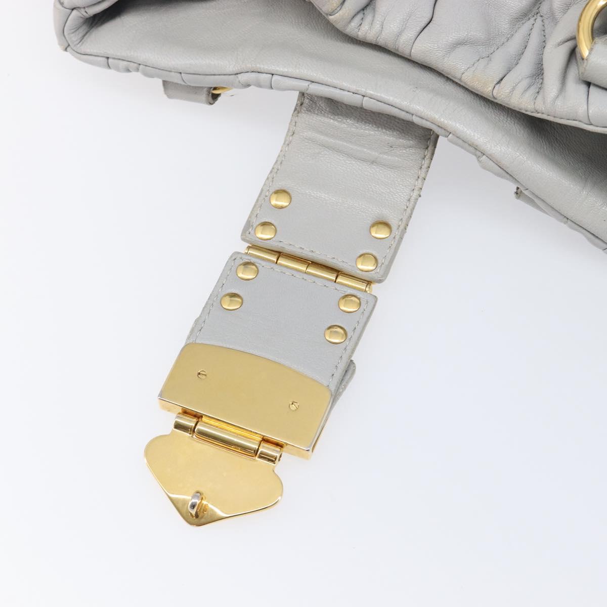 Miu Miu Hand Bag Leather 2way Gray Gold Auth 167815A