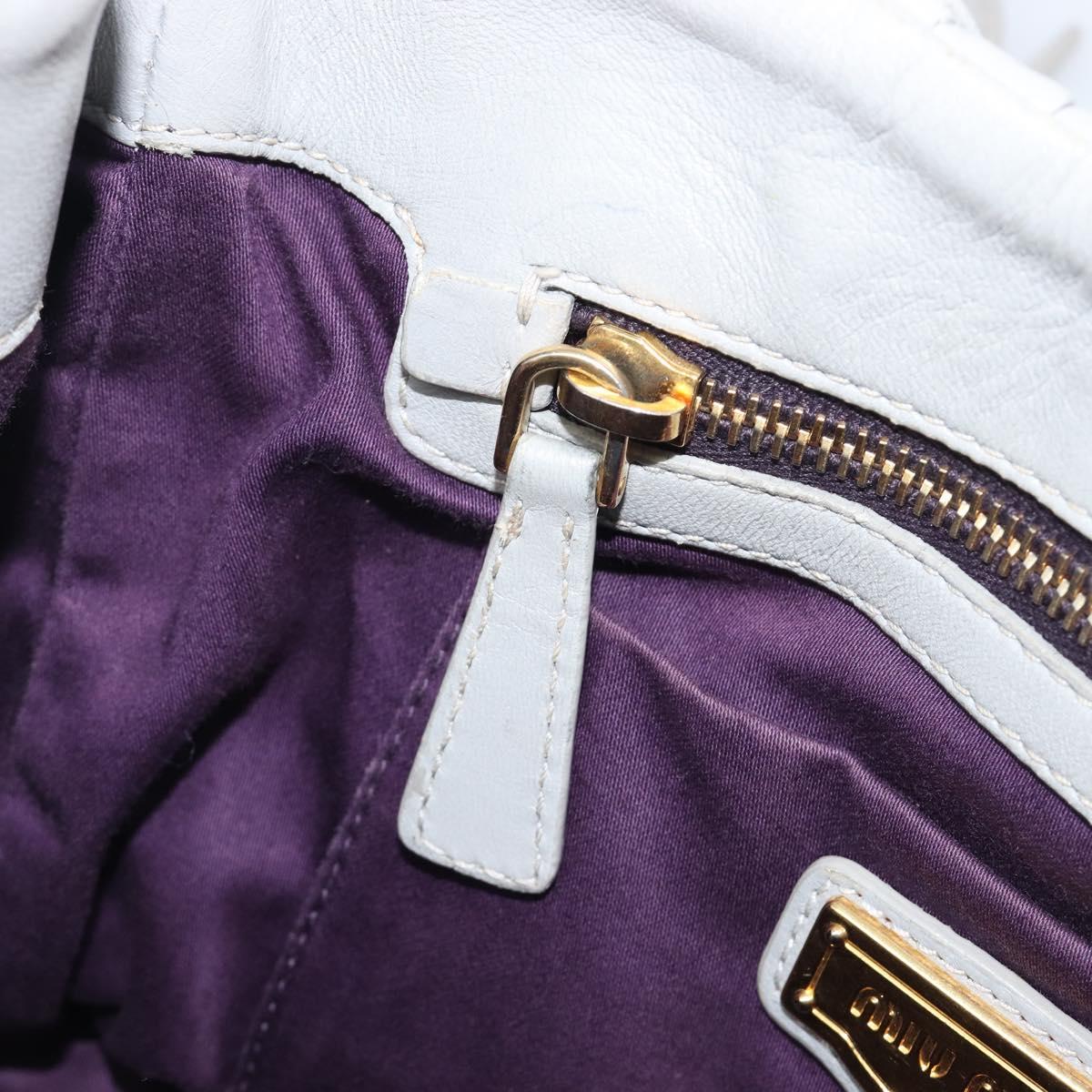 Miu Miu Hand Bag Leather 2way Gray Gold Auth 167815A