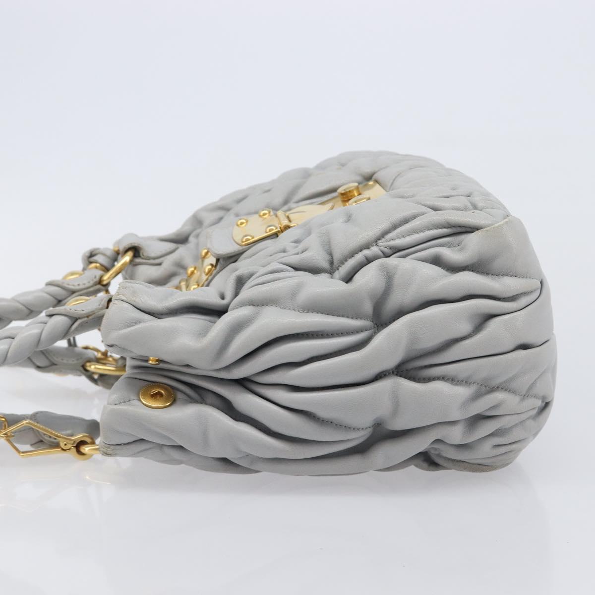 Miu Miu Hand Bag Leather 2way Gray Gold Auth 167815A