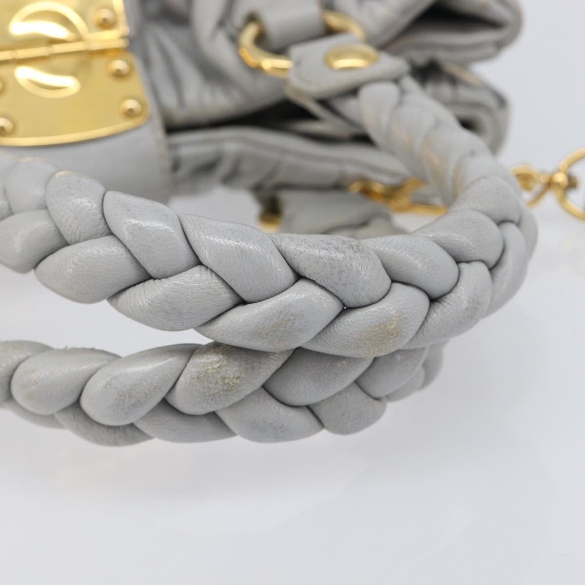 Miu Miu Hand Bag Leather 2way Gray Gold Auth 167815A