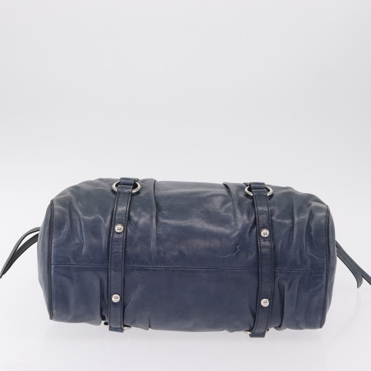 Miu Miu Hand Bag Leather 2way Blue Silver Auth 167816M