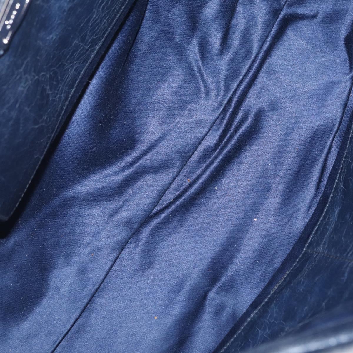 Miu Miu Hand Bag Leather 2way Blue Silver Auth 167816M