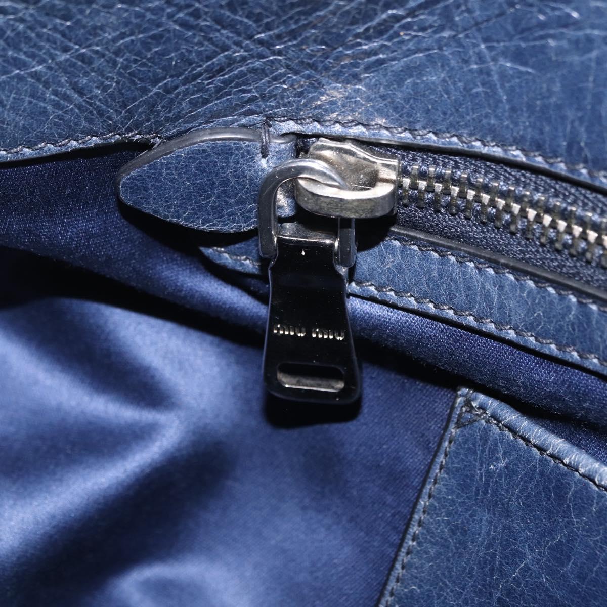 Miu Miu Hand Bag Leather 2way Blue Silver Auth 167816M