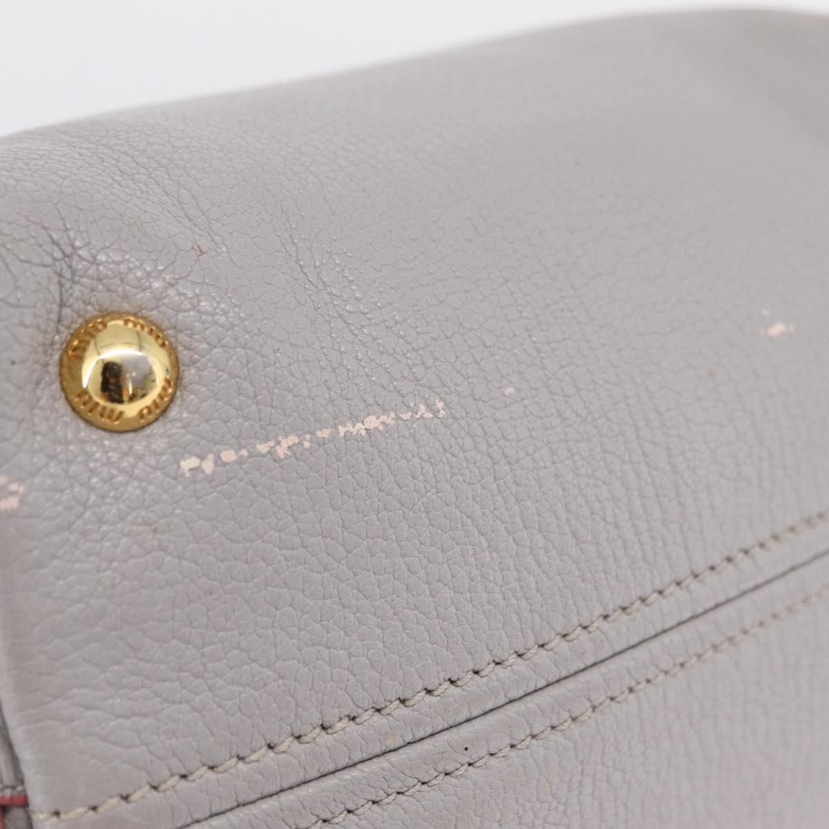 Miu Miu Hand Bag Leather 2way Gray Gold Auth 167817A