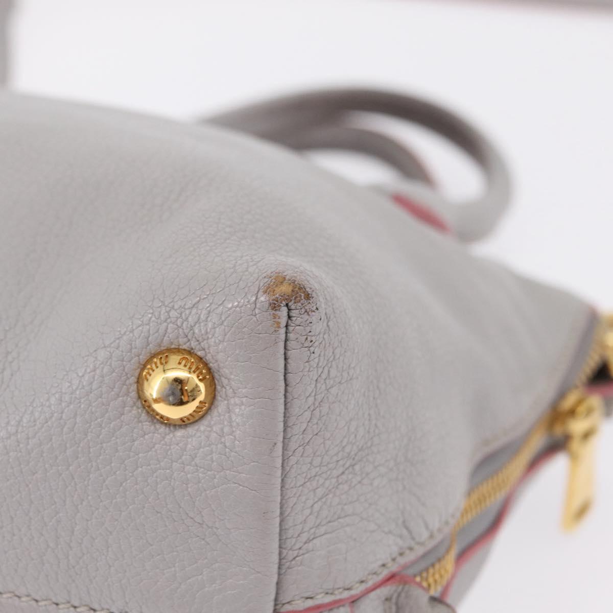 Miu Miu Hand Bag Leather 2way Gray Gold Auth 167817A