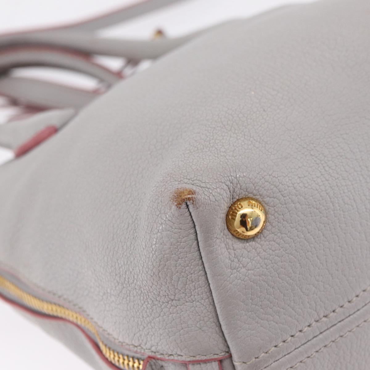 Miu Miu Hand Bag Leather 2way Gray Gold Auth 167817A