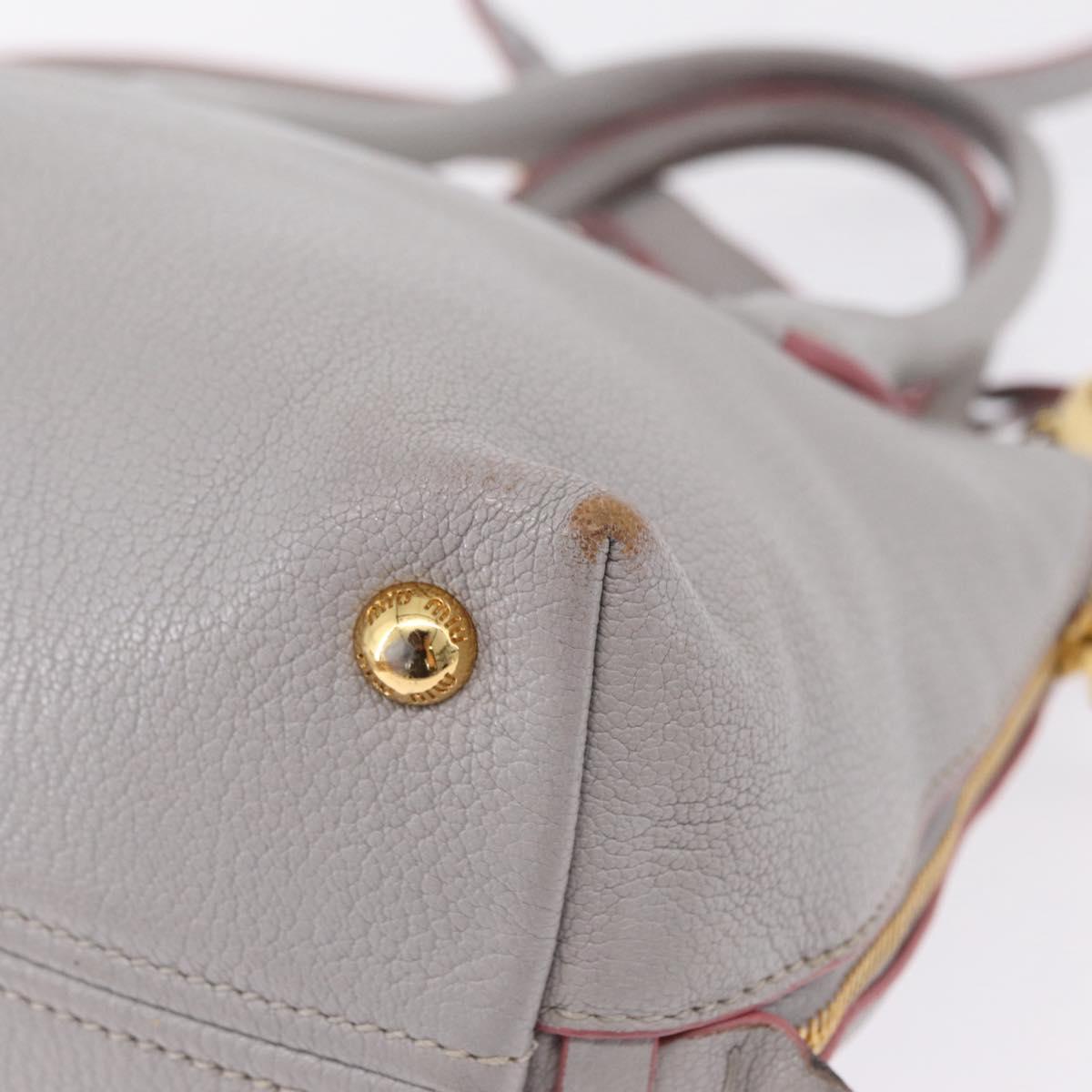 Miu Miu Hand Bag Leather 2way Gray Gold Auth 167817A