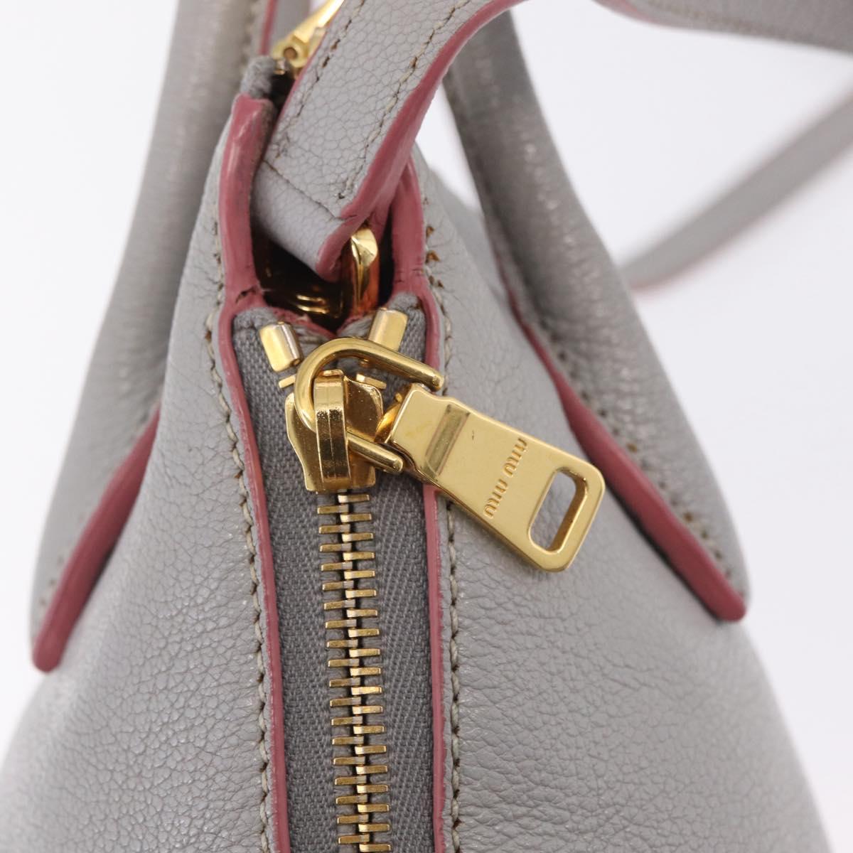 Miu Miu Hand Bag Leather 2way Gray Gold Auth 167817A