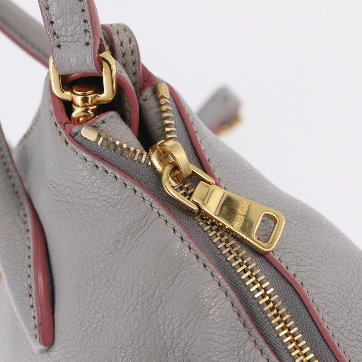 Miu Miu Hand Bag Leather 2way Gray Gold Auth 167817A