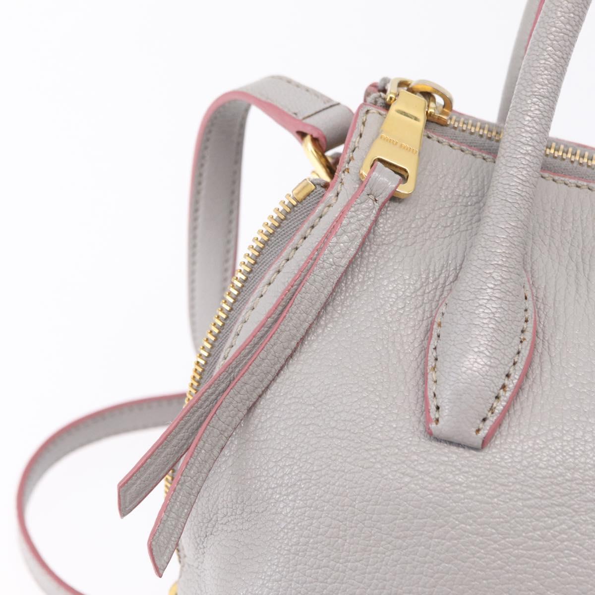 Miu Miu Hand Bag Leather 2way Gray Gold Auth 167817A