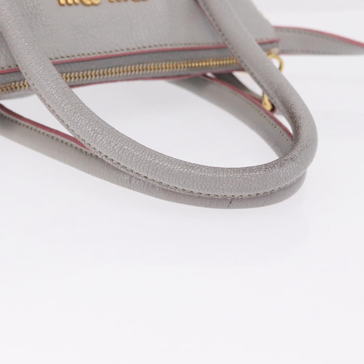 Miu Miu Hand Bag Leather 2way Gray Gold Auth 167817A