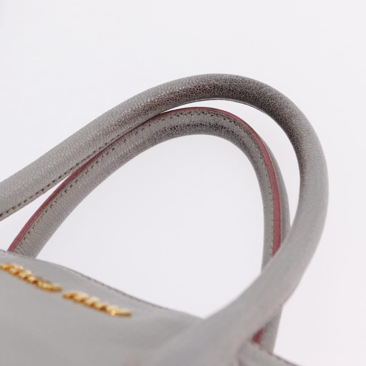 Miu Miu Hand Bag Leather 2way Gray Gold Auth 167817A