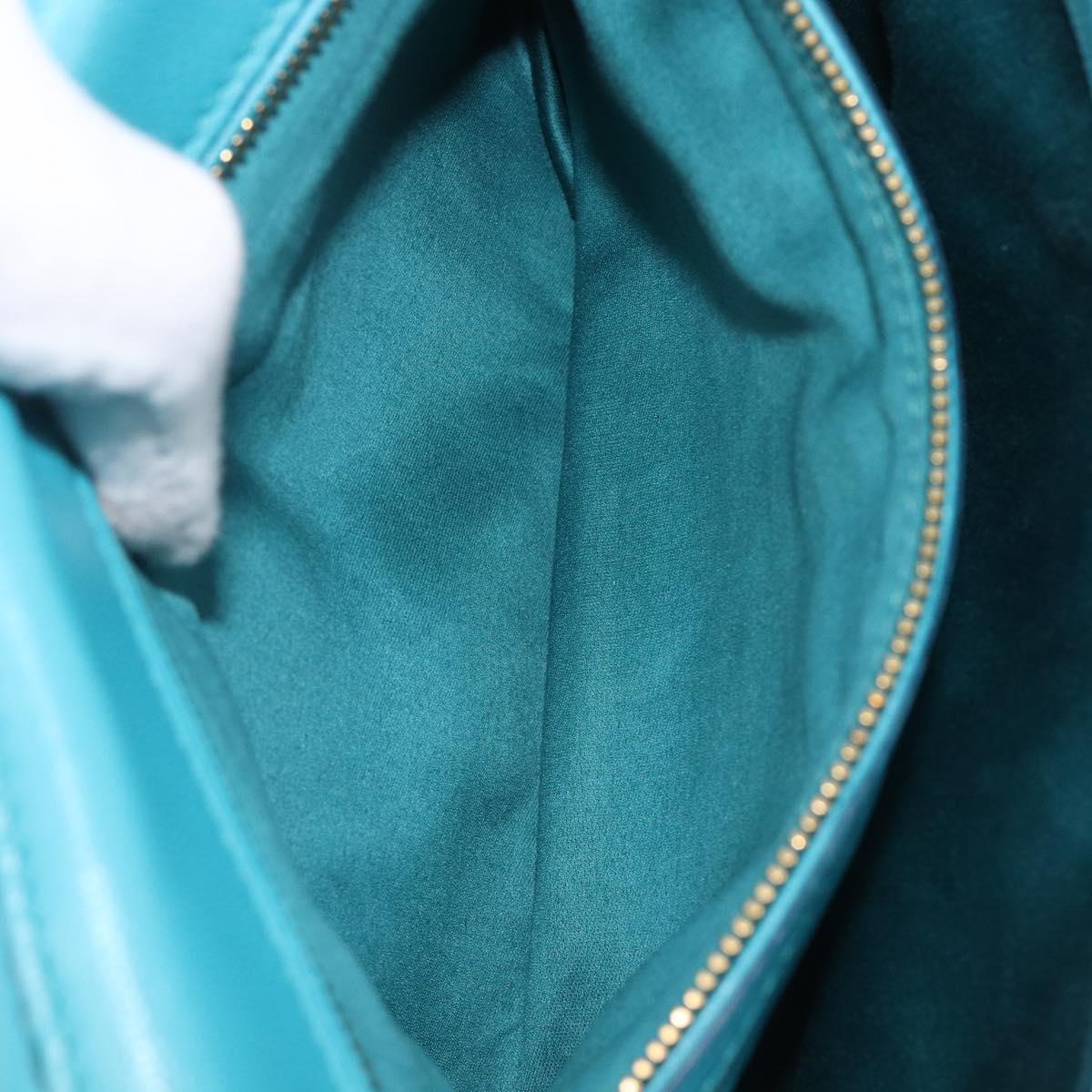 Miu Miu Matelasse Shoulder Bag Leather Turquoise Blue Gold Auth 167818M