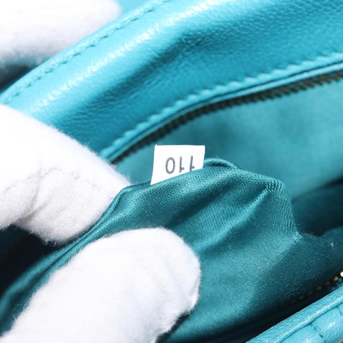Miu Miu Matelasse Shoulder Bag Leather Turquoise Blue Gold Auth 167818M