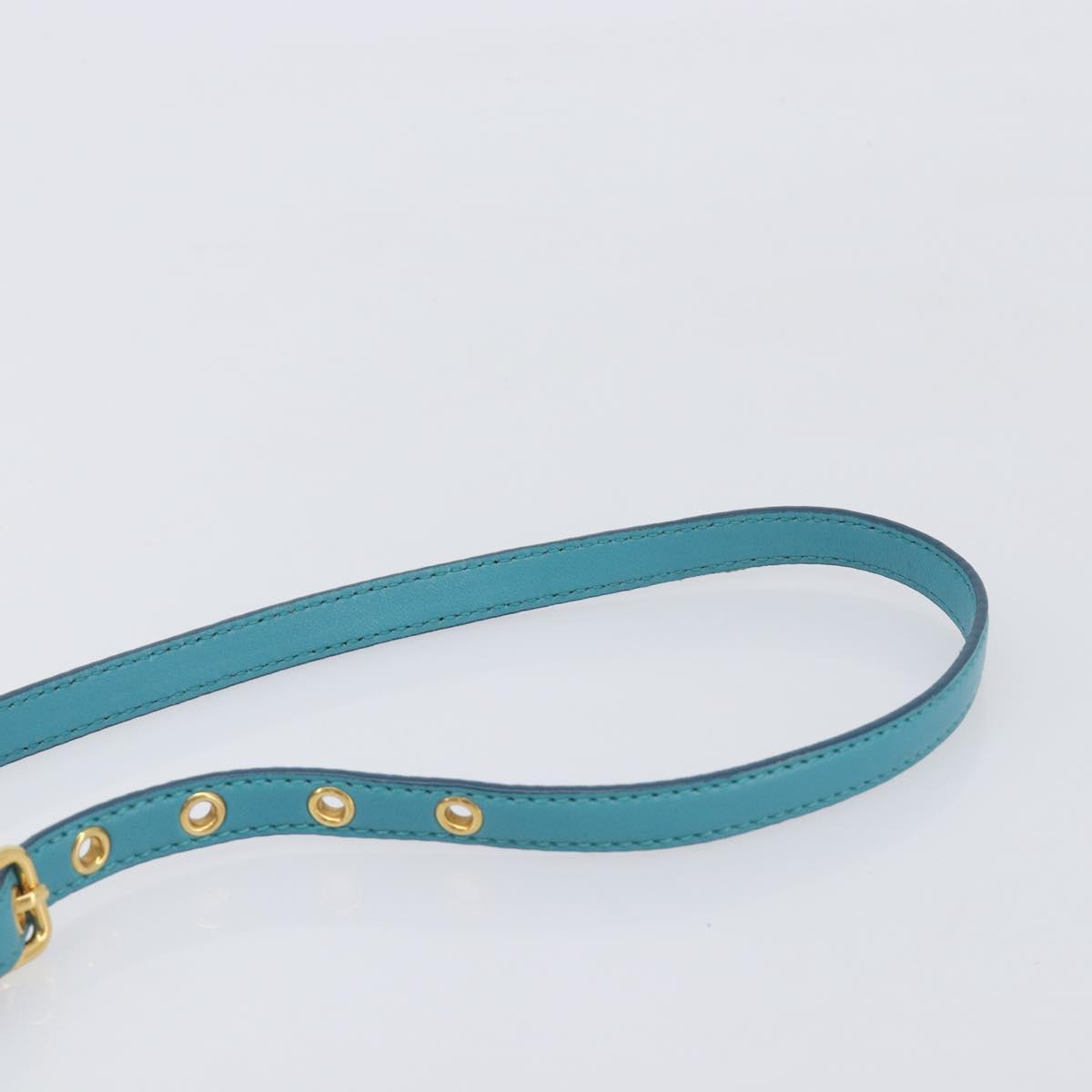 Miu Miu Matelasse Shoulder Bag Leather Turquoise Blue Gold Auth 167818M