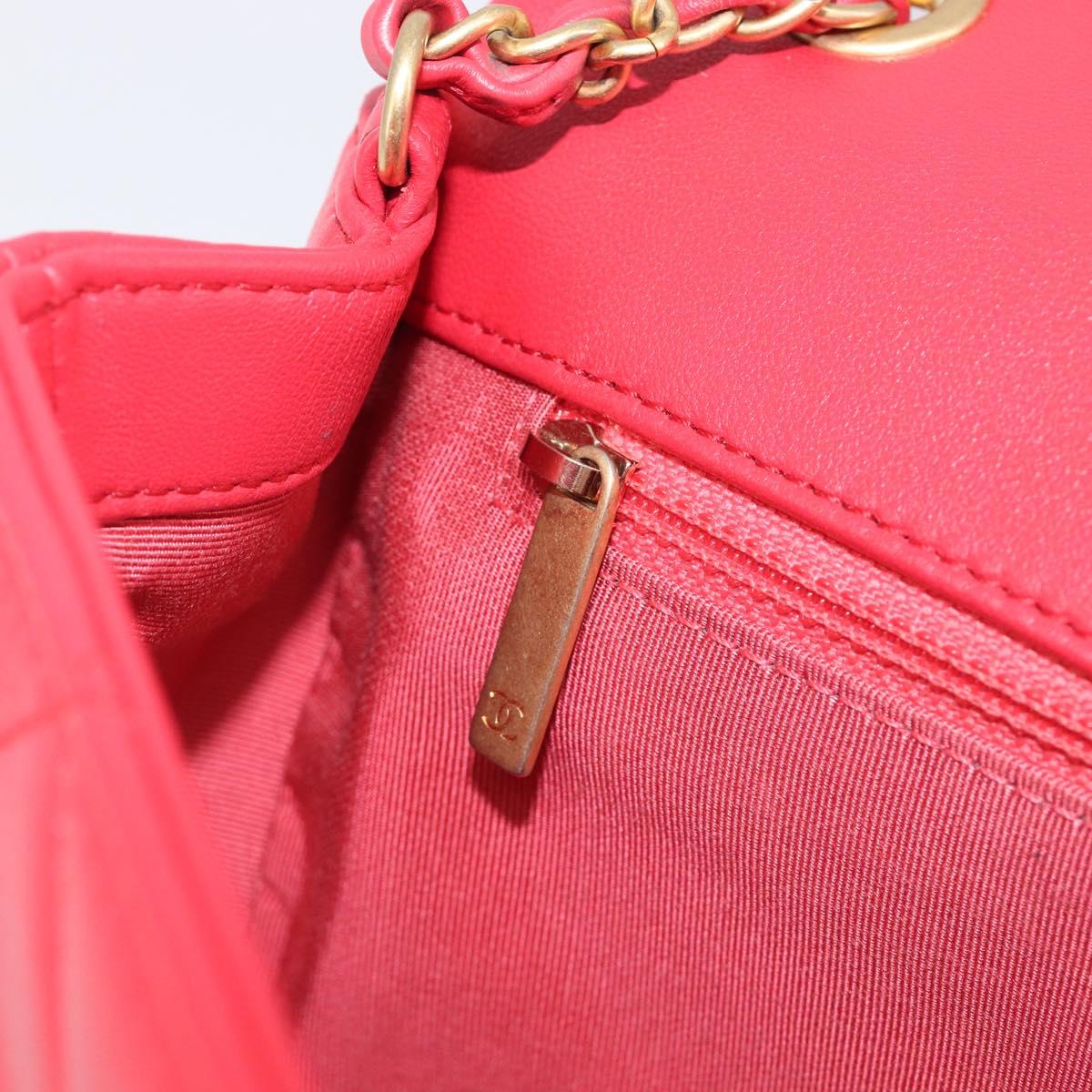 CHANEL Matelasse25 Hand Bag Lamb Skin 2way Red Gold CC Auth 167820SAM