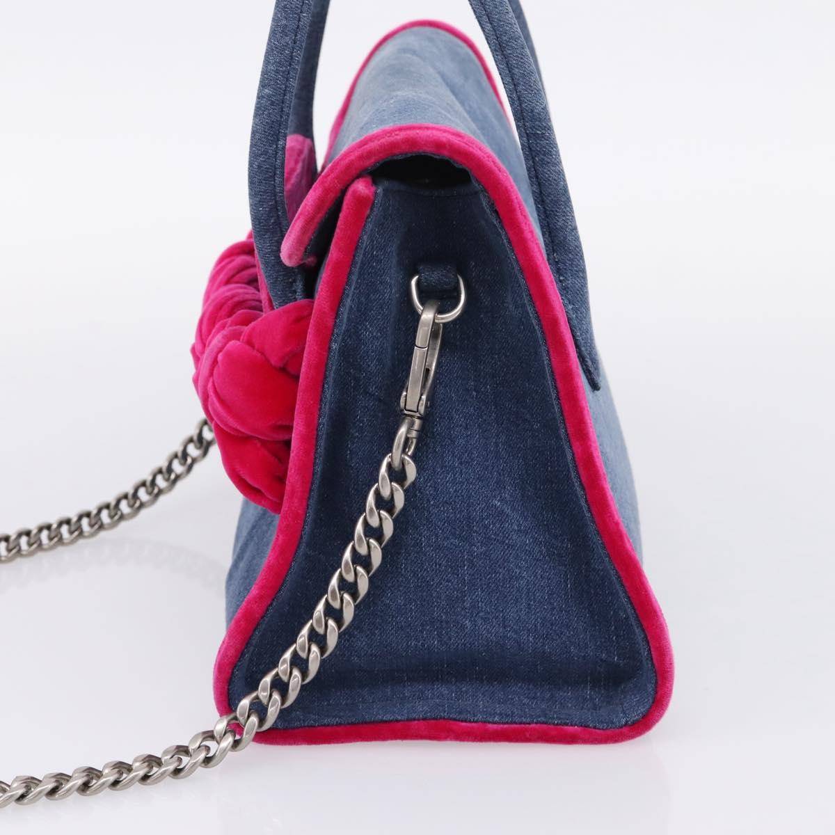 Miu Miu Hand Bag Denim 2way Navy Silver Auth 167821M