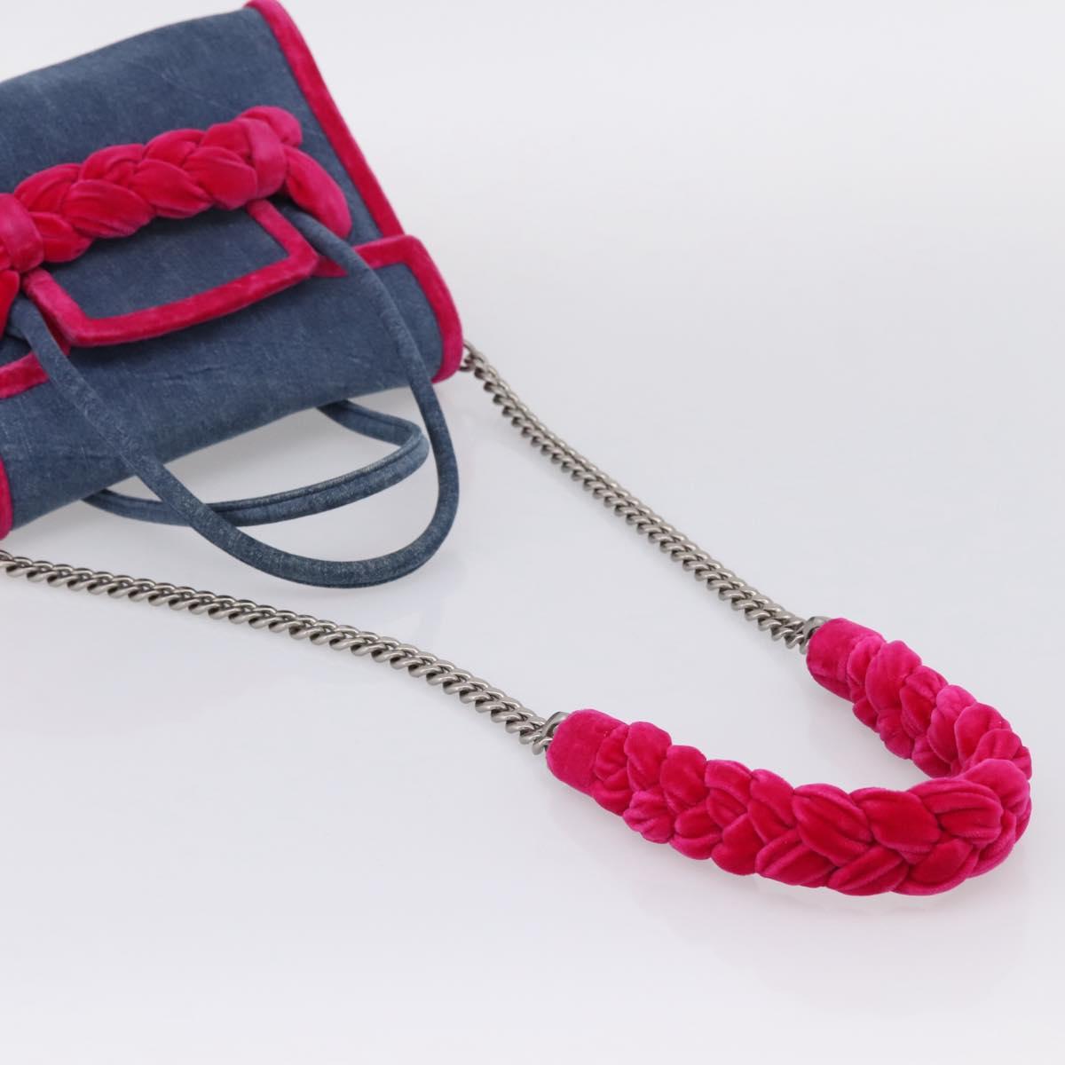 Miu Miu Hand Bag Denim 2way Navy Silver Auth 167821M