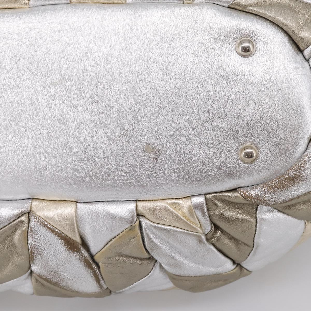 Miu Miu Hand Bag Leather 2way Silver Gold Auth 167822A