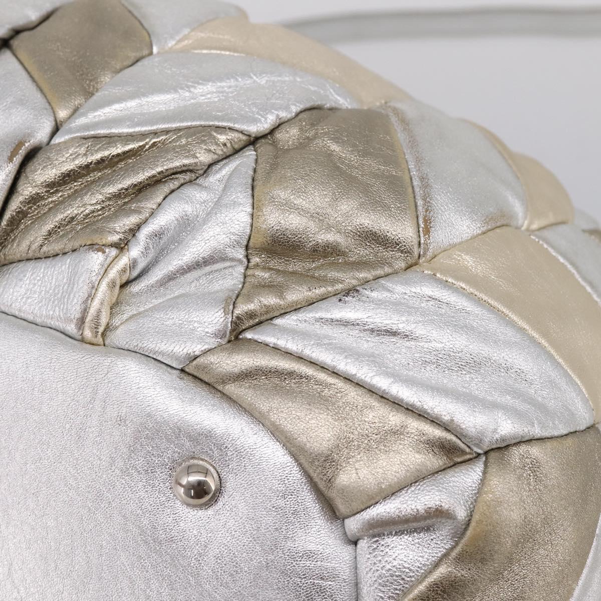 Miu Miu Hand Bag Leather 2way Silver Gold Auth 167822A