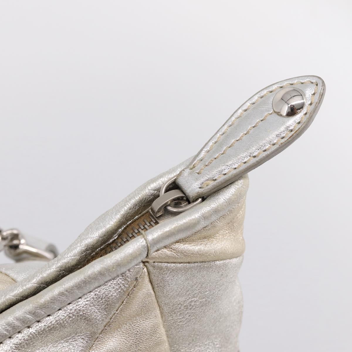 Miu Miu Hand Bag Leather 2way Silver Gold Auth 167822A