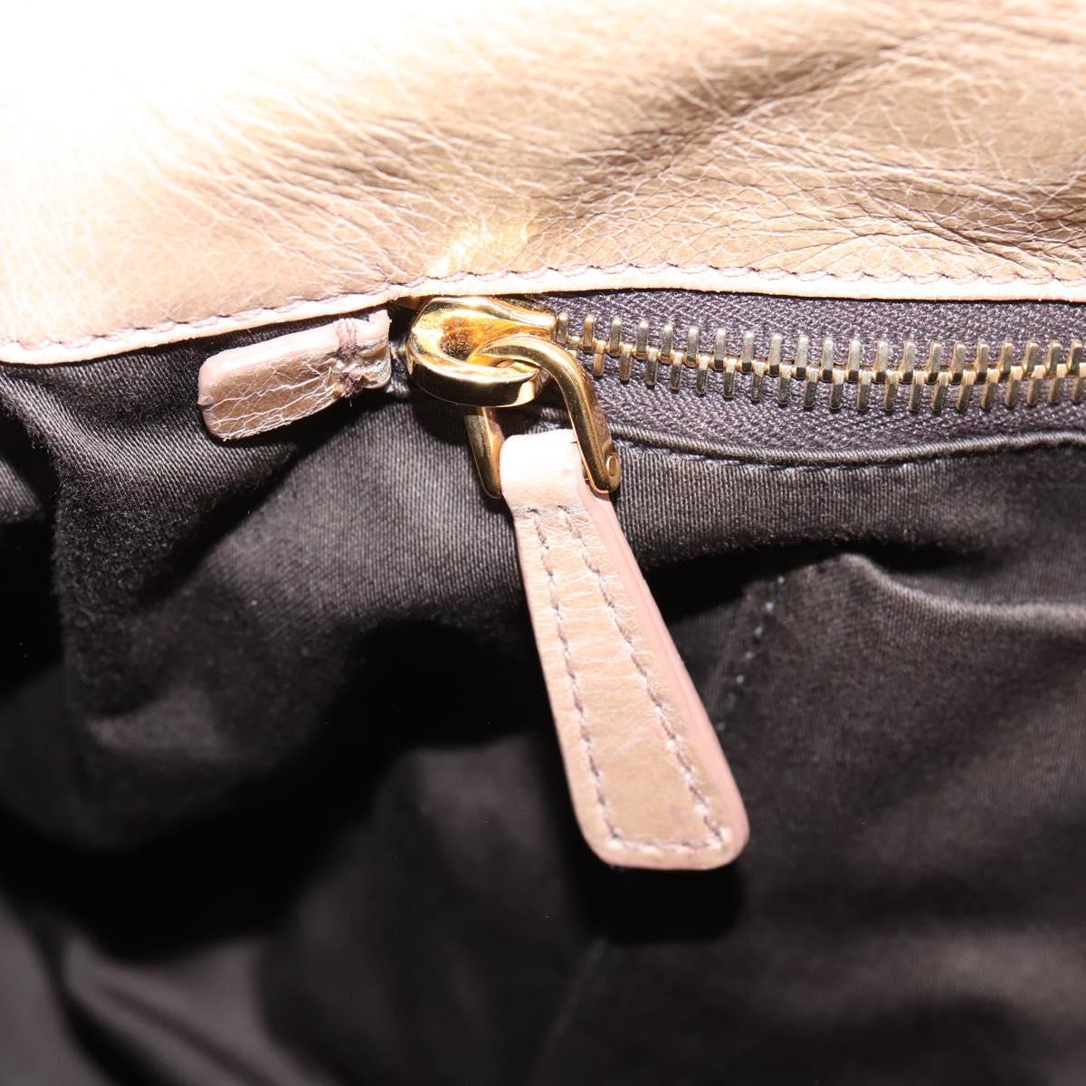 Miu Miu Hand Bag Leather 2way Beige Gold Auth 167823M