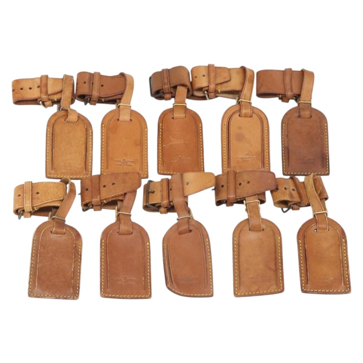 LOUIS VUITTON Name Tag Leather 10 Set Beige LV Auth 167824