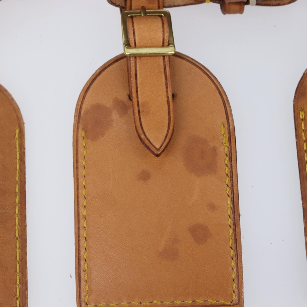 LOUIS VUITTON Name Tag Leather 10 Set Beige LV Auth 167824