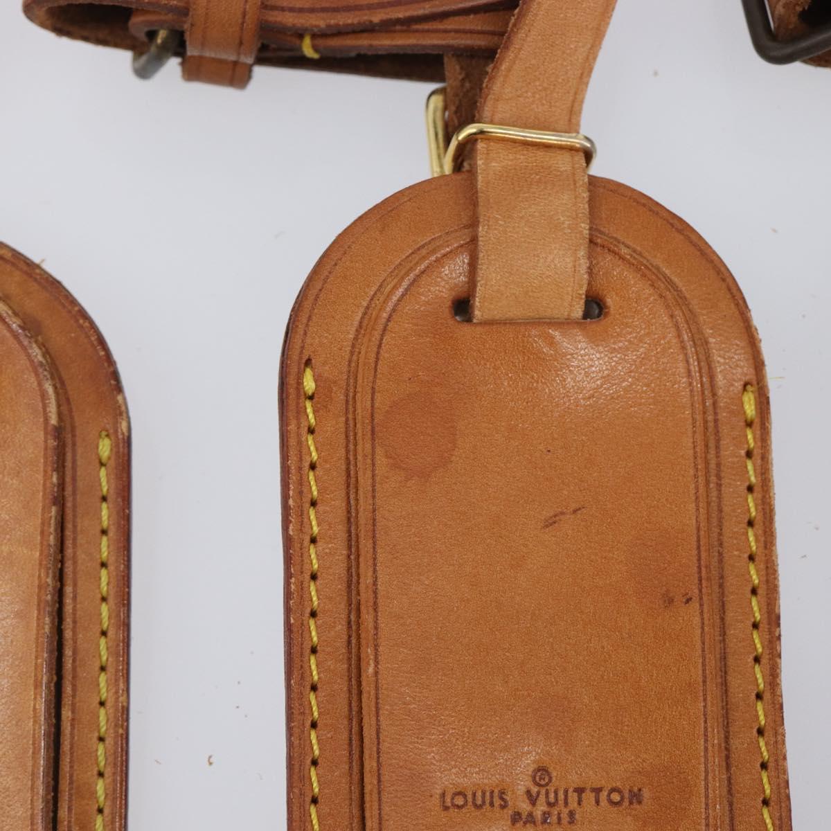LOUIS VUITTON Name Tag Leather 10 Set Beige LV Auth 167824