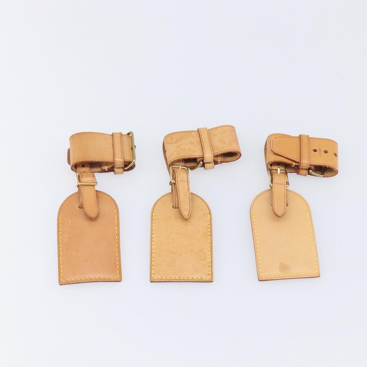 LOUIS VUITTON Name Tag Leather 10 Set Beige LV Auth 167825
