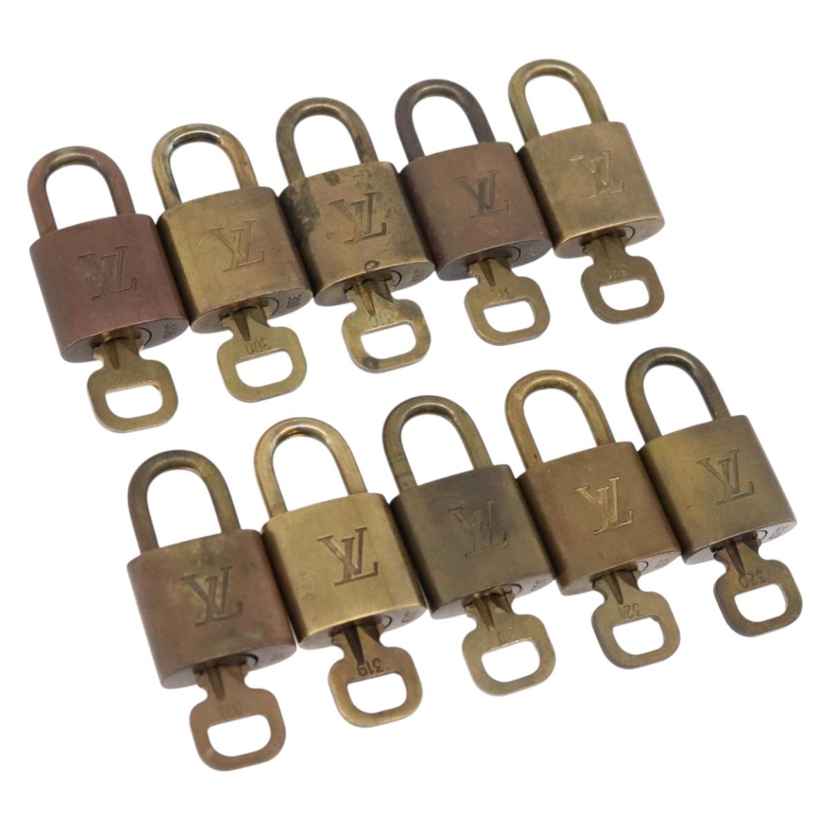 LOUIS VUITTON Padlock Metal 10 Set Gold Tone LV Auth 167826