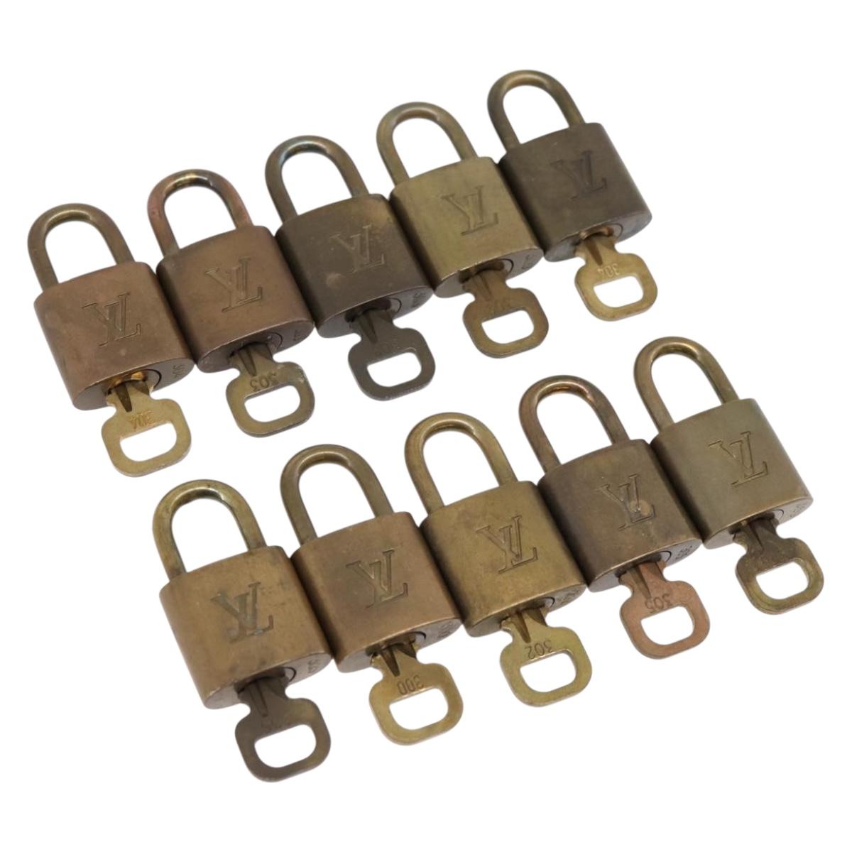 LOUIS VUITTON Padlock Metal 10 Set Gold Tone LV Auth 167827