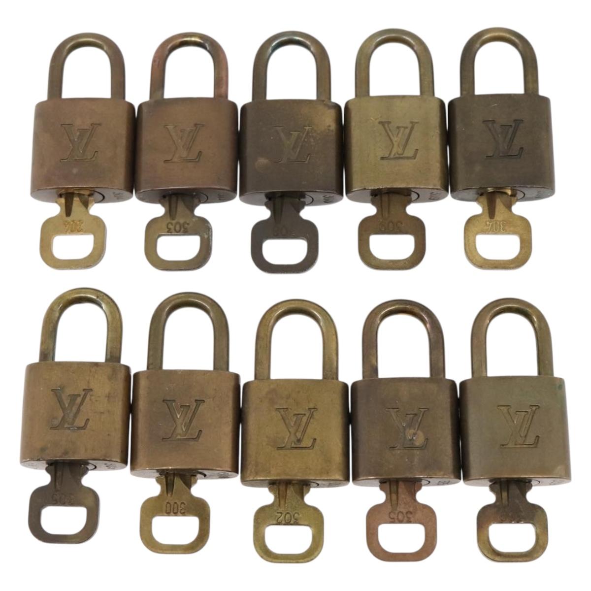 LOUIS VUITTON Padlock Metal 10 Set Gold Tone LV Auth 167827
