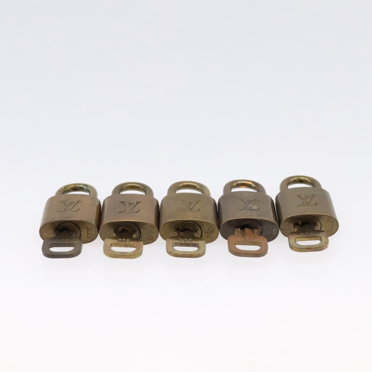 LOUIS VUITTON Padlock Metal 10 Set Gold Tone LV Auth 167827