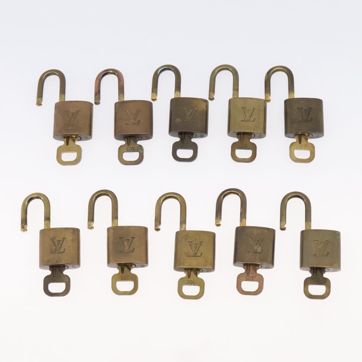 LOUIS VUITTON Padlock Metal 10 Set Gold Tone LV Auth 167827